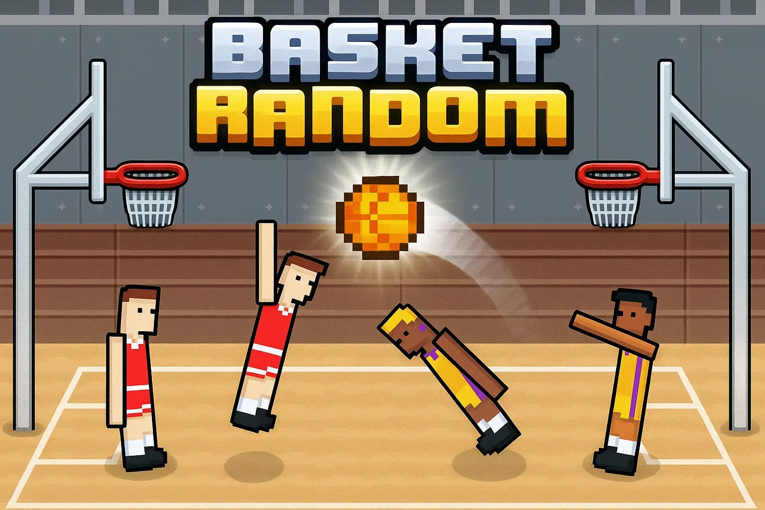 A basketball game with a gold ball.